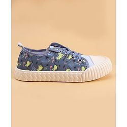 Cute Walk by Babyhug Lace Up Casual Shoes with Dino Print - Grey