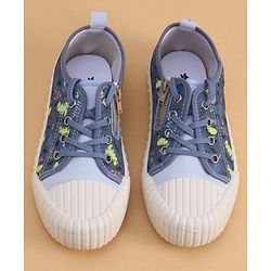 Cute Walk by Babyhug Lace Up Casual Shoes with Dino Print - Grey