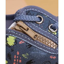 Cute Walk by Babyhug Lace Up Casual Shoes with Dino Print - Grey