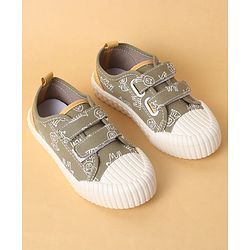 Cute Walk by Babyhug Velcro Closure Shoes with Dino Print - Green