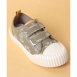 Cute Walk by Babyhug Velcro Closure Shoes with Dino Print - Green
