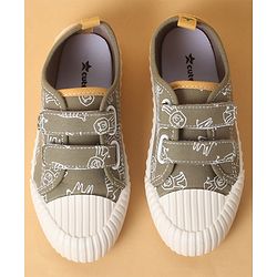 Cute Walk by Babyhug Velcro Closure Shoes with Dino Print - Green