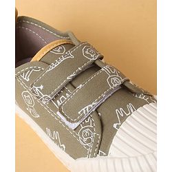 Cute Walk by Babyhug Velcro Closure Shoes with Dino Print - Green