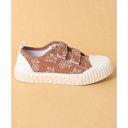 Cute Walk by Babyhug Velcro Closure Shoes with Dino Print - Green