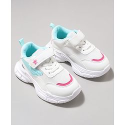 Cute Walk by Babyhug Velcro Closure Sneaker with Tape Detailing - Blue & White
