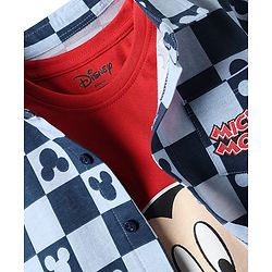 Babyhug Disney Single Jersey Knit Half Sleeves Shirt & Inner T-Shirt With Mickey Mouse Graphics And Pocket Detailing - Red & Navy Blue