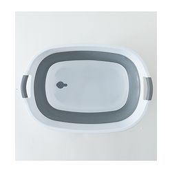 Babyhug Foldable Baby Bath Tub with Drain Plug - Grey