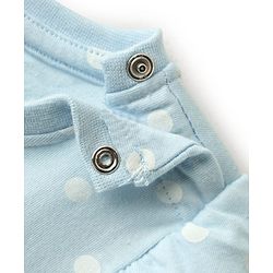 Babyhug Disney Single Jersey Knit Half Sleeves Frock With 101 Dalmatian Graphics And Frill Detailing - Light Blue
