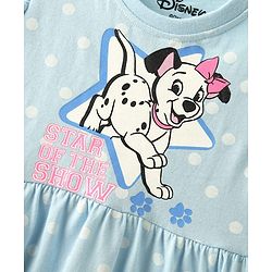 Babyhug Disney Single Jersey Knit Half Sleeves Frock With 101 Dalmatian Graphics And Frill Detailing - Light Blue
