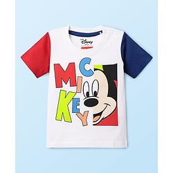 Babyhug Disney Single Jersey Knit  Half Sleeves T-Shirt And Shorts With Mickey Mouse Graphics - White