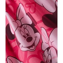 Babyhug Disney Single Jersey Knit Half Sleeves Frock With Minnie Mouse Graphics & Frill Detailing - Dark Pink