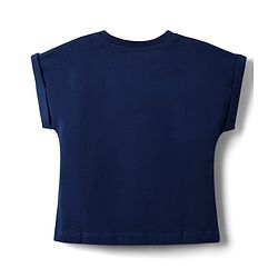 Babyhug Disney Single Jersey Knit Half Sleeves Top & Skirt With Headband & Minnie Mouse Graphics & Badge Detailing - Navy Blue & Red