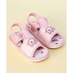 Cute Walk by Babyhug Velcro Closure Musical Sandals with Elephant Applique - Pink