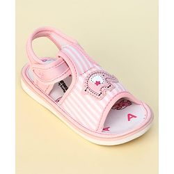 Cute Walk by Babyhug Velcro Closure Musical Sandals with Elephant Applique - Pink