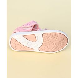 Cute Walk by Babyhug Velcro Closure Musical Sandals with Elephant Applique - Pink