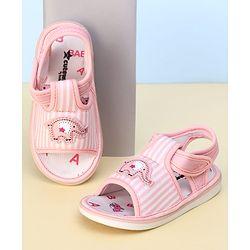 Cute Walk by Babyhug Velcro Closure Musical Sandals with Elephant Applique - Pink