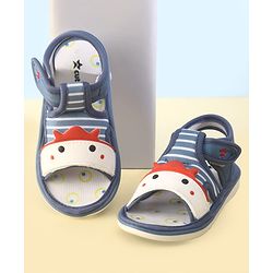 Cute Walk by Babyhug Velcro Closure Musical Sandals with Stripes - Light Blue