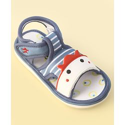 Cute Walk by Babyhug Velcro Closure Musical Sandals with Stripes - Light Blue