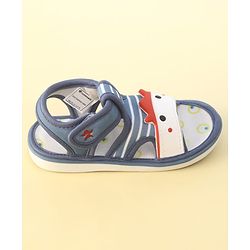 Cute Walk by Babyhug Velcro Closure Musical Sandals with Stripes - Light Blue
