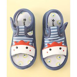 Cute Walk by Babyhug Velcro Closure Musical Sandals with Stripes - Light Blue