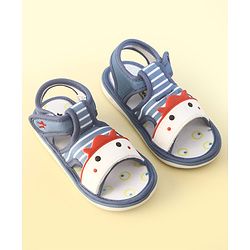 Cute Walk by Babyhug Velcro Closure Musical Sandals with Stripes - Light Blue