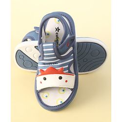 Cute Walk by Babyhug Velcro Closure Musical Sandals with Stripes - Light Blue