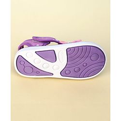 Cute Walk by Babyhug Heart Printed Musical Sandals With Velcro Closure & Butterfly Applique - Purple