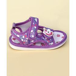 Cute Walk by Babyhug Velcro Closure Musical Sandals With Unicorn Print & Applique - Purple