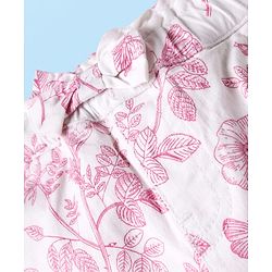 Babyhug Twill Woven Capri Length Tropical Theme Print Capris With Stretch & Bow - White