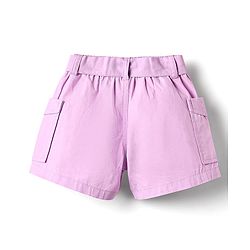Babyhug Twill Woven Mid Thigh Solid Coloured Shorts With Side Pockets & Belt - Lavender