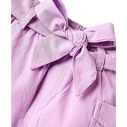 Babyhug Twill Woven Mid Thigh Solid Coloured Shorts With Side Pockets & Belt - Lavender