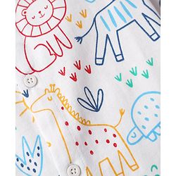 Babyhug Cotton Knit Half Sleeves Shirt With Animal Print - White