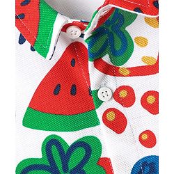 Babyhug Cotton Knit Half Sleeves Shirt With Tropical Theme Print - White