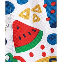 Babyhug Cotton Knit Half Sleeves Shirt With Tropical Theme Print - White