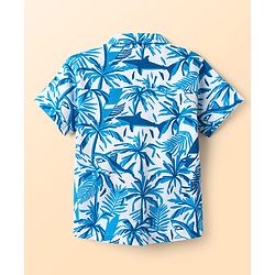 Babyhug Cotton Knit Half Sleeves Shirt With Tropical Theme - Blue