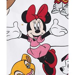 Babyhug Disney Single Jersey Knit Half Drop Shoulder Sleeves Oversized T-Shirt with Minnie Mouse & Family Graphics - White