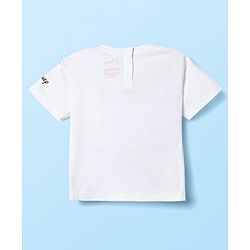 Babyhug Disney Single Jersey Knit Half Drop Shoulder Sleeves Oversized T-Shirt with Minnie Mouse & Family Graphics - White