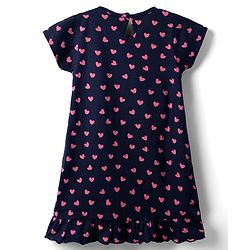 Babyhug Cotton Knit Half  Sleeves Nighty With Heart Print - Navy Blue