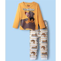Babyhug Disney Single Jersey Knit Full Sleeves Night Suit with Jungle Book Graphics - Multicolour
