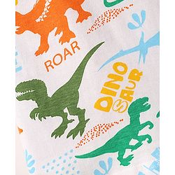 Babyhug Cotton Knit Half Sleeves Co-ords Shorts Night Suit with Dino Print - White