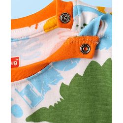 Babyhug Cotton Knit Half Sleeves Co-ords Shorts Night Suit with Dino Print - White
