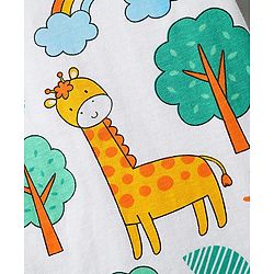 Babyhug Cotton Knit Half Sleeves Co-ord Night Suit With Animal Print - White