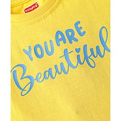 Babyhug Cotton Knit Half Sleeves Capri Night Suit With Floral Print - Yellow & Blue