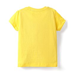 Babyhug Cotton Knit Half Sleeves Capri Night Suit With Floral Print - Yellow & Blue