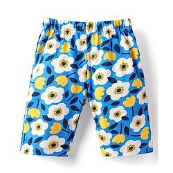 Babyhug Cotton Knit Half Sleeves Capri Night Suit With Floral Print - Yellow & Blue