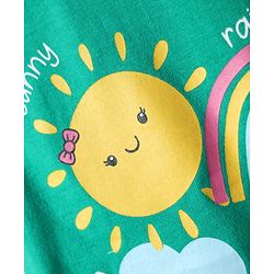 Babyhug Cotton Knit Half Sleeves Night Suit With Sun & Polka Dot Print - Green