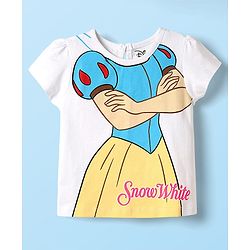 Babyhug Disney Single Jersey Knit Half Sleeves Short Set With Snow White Graphics - Multicolor