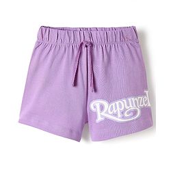 Babyhug Disney Single Jersey Knit Half Sleeves Shorts Night Suit With Rapunzel Graphics - Lavender