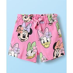 Babyhug Disney Single Jersey Knit Half Sleeves Shorts Night Suit With Minnie and Friends Graphics - Multicolor