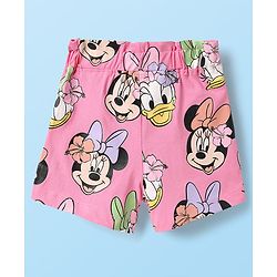 Babyhug Disney Single Jersey Knit Half Sleeves Shorts Night Suit With Minnie and Friends Graphics - Multicolor